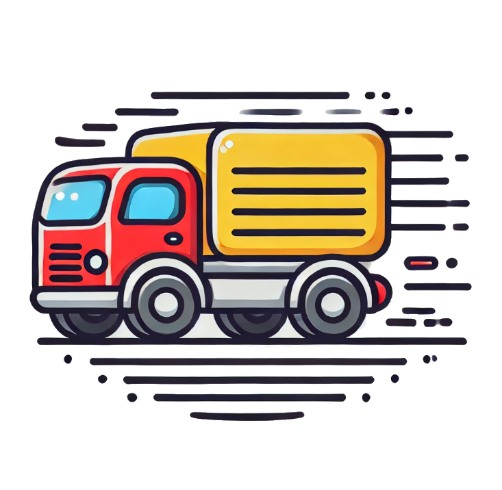 Icône d'un camion symbolisant la livraison rapide et le suivi après-vente.